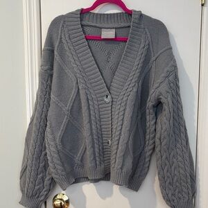 Taylor Swift Tortured Poet Society Gray Cable Knit Women's Sweater